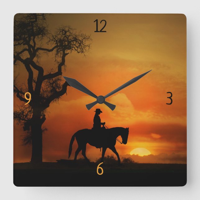 Western Pleasure Country Western Ranch Square Wall Clock (Front)