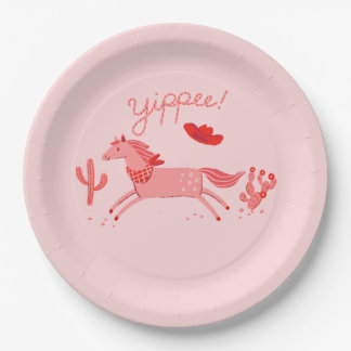Western Pony Birthday Invitation Paper Plate