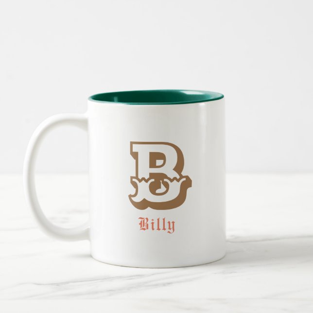 Western pride Personalised Monogram Two-Tone Coffe Coffee Mug (Left)