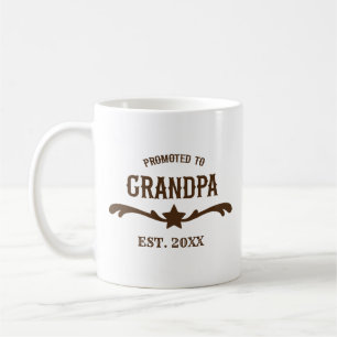 Western Promoted To Grandpa Custom Year Brown Coffee Mug