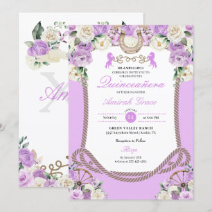 Western Purple Charro Cowgirl Quinceañera Invitation