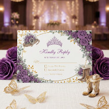 Western Purple Roses Golden Country Quinceañera