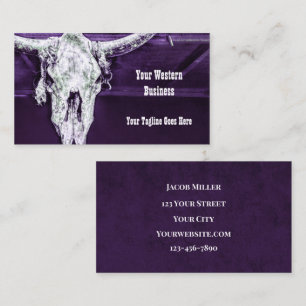 Western Purple White Rustic Bull Cow Skull Barn Business Card