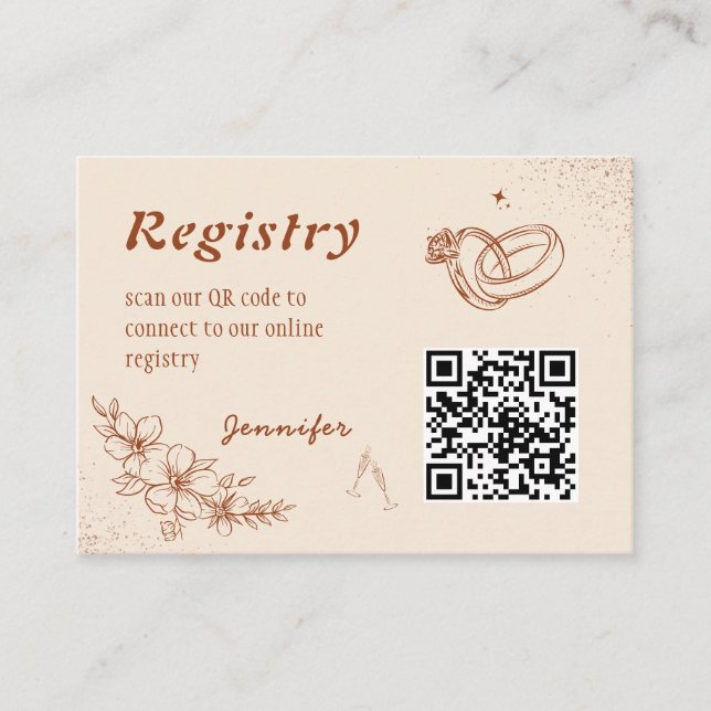 Western QR Code Bridal Shower Registry  Enclosure Card (Front)