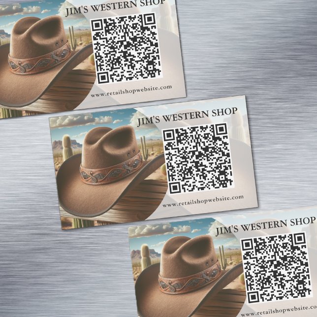 Western QR Code Business Card Magnet (Western QR Code Business Card Magnets)