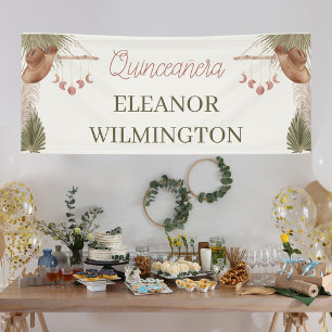 Western Quinceanara Boho Pampas Grass Personalised Banner