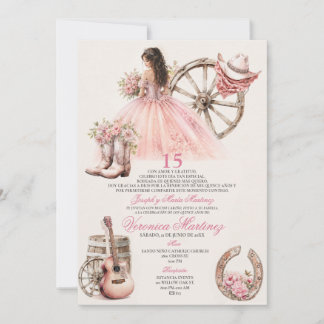 Western Quinceañera Charra XV Anos Princess Invitation