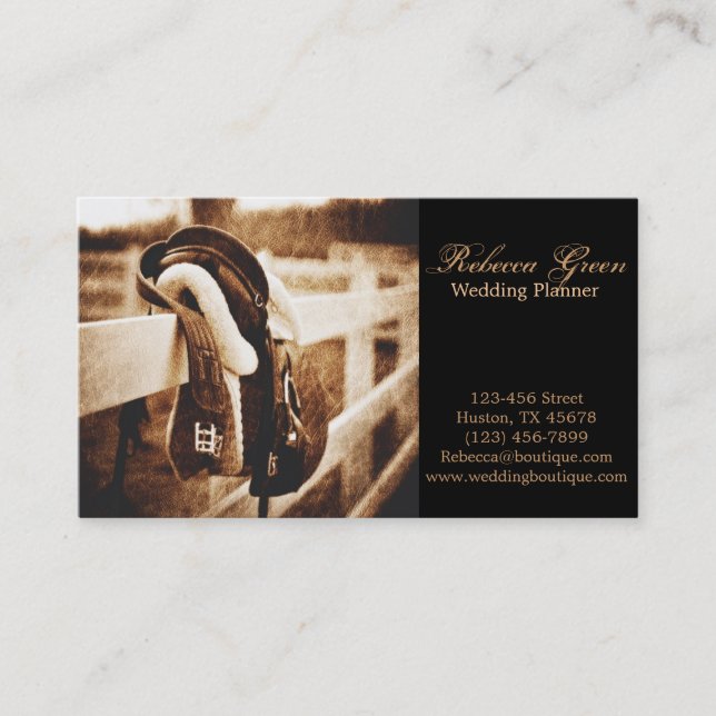 western ranch cowboy horse saddle equestrian business card (Front)