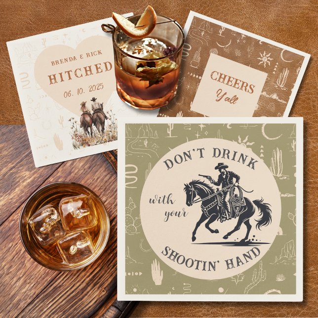Western Ranch Cowboy Shootin' Cocktail Napkin (Creator Uploaded)