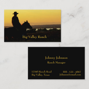 Western Ranch Cowboy Sunset Business Cards 2