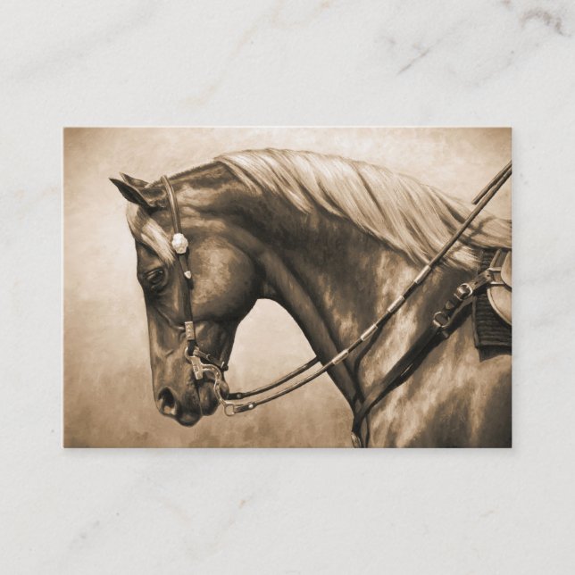Western Ranch Horse Old Photo Sepia Business Card (Front)