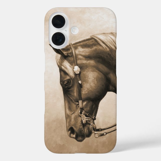 Western Ranch Horse Old Photo Sepia Case-Mate iPhone Case (Back)