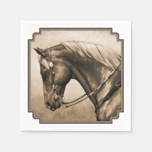 Western Ranch Horse Old Photo Sepia Napkin
