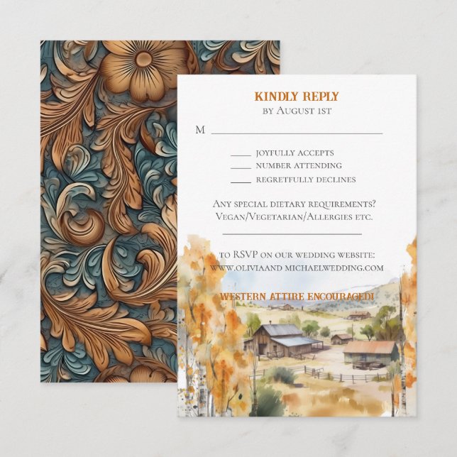 Western Ranch Invitation RSVP Card (Front/Back)
