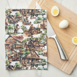 Western Ranch or Country Farm Scenes Tea Towel