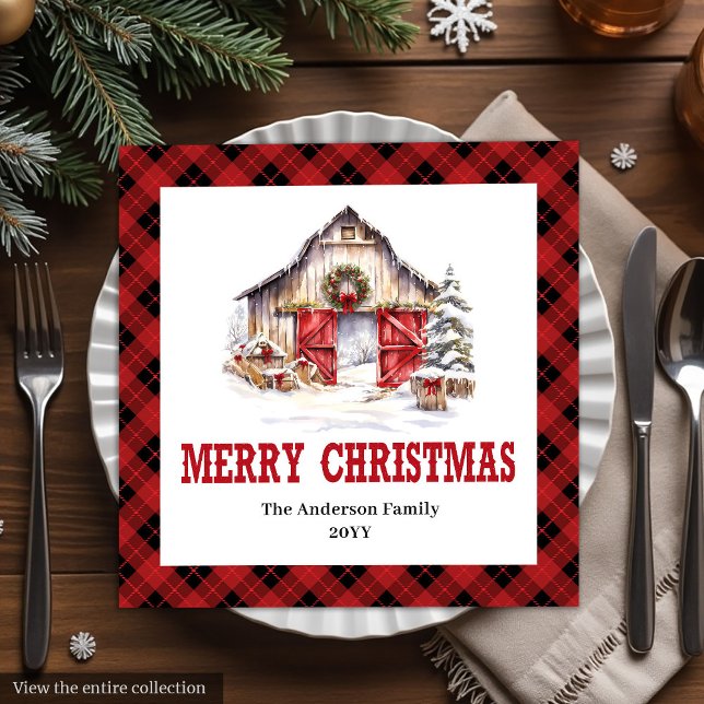 Western Ranch Style Buffalo Plaid Xmas Napkins (Western Ranch Style Buffalo Plaid Napkins)