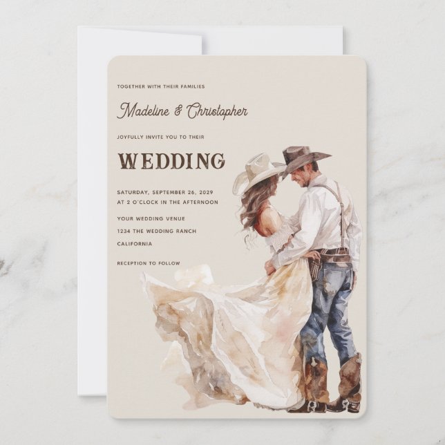 Western Ranch Wedding Invitation (Front)