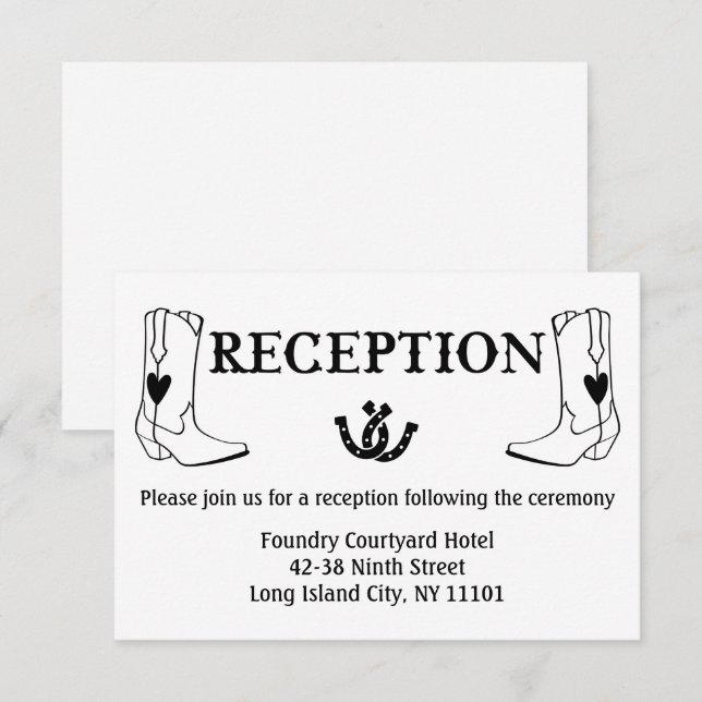 Western Reception Cowboy Boots Country Wedding Invitation (Front/Back)