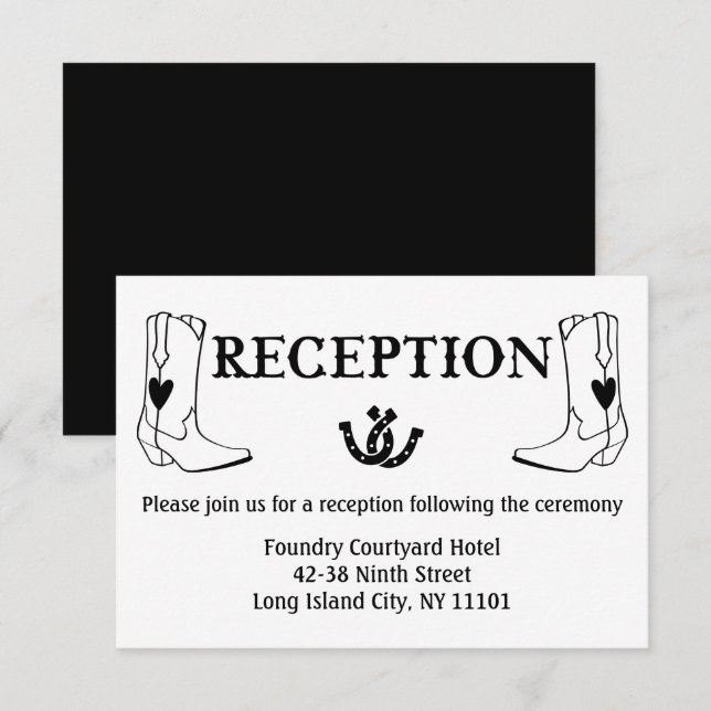 Western Reception Cowboy Boots Country Wedding Invitation (Front/Back)