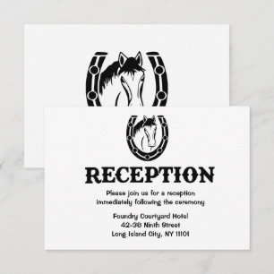 Western Reception Horse Country Wedding Black Invitation