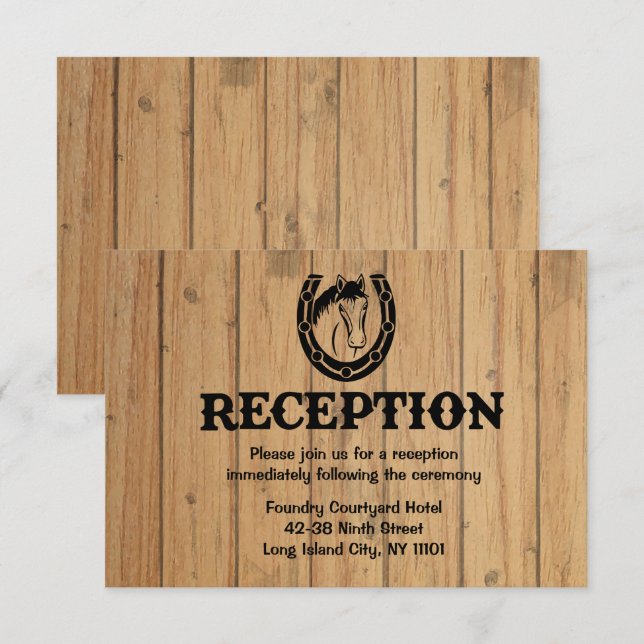 Western Reception Horse Wood Rustic Wedding Invitation (Front/Back)