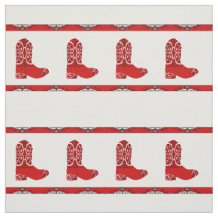 Western Red Bandanna Cowboy Boot Fabric