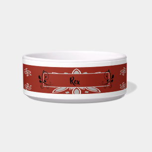 Western Red/Black Paisley Personalised Pet Bowl