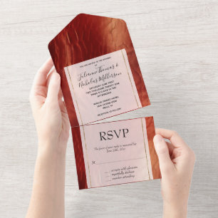 Western Red Cowhide  All In One Invitation