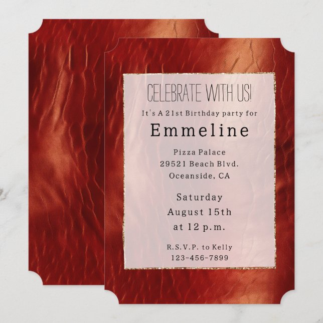Western Red Cowhide  Invitation (Front/Back)