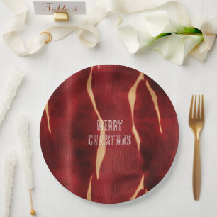 Western Red Cream Cowhide Paper Plate