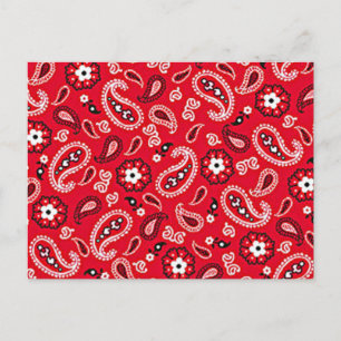 Western Red Paisley Postcard