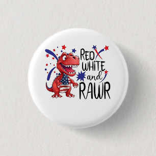 Western Red White Rawr Dinosaur 3 Cm Round Badge