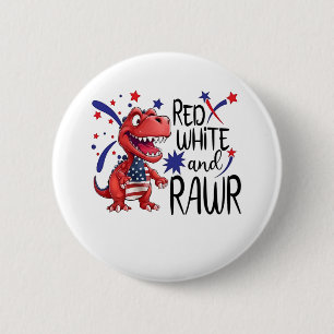 Western Red White Rawr Dinosaur 6 Cm Round Badge