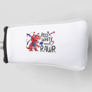 Western Red White Rawr Dinosaur Golf Head Cover