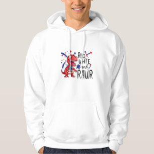Western Red White Rawr Dinosaur Hoodie