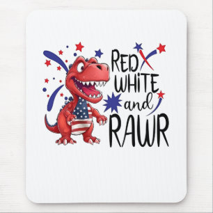 Western Red White Rawr Dinosaur Mouse Mat