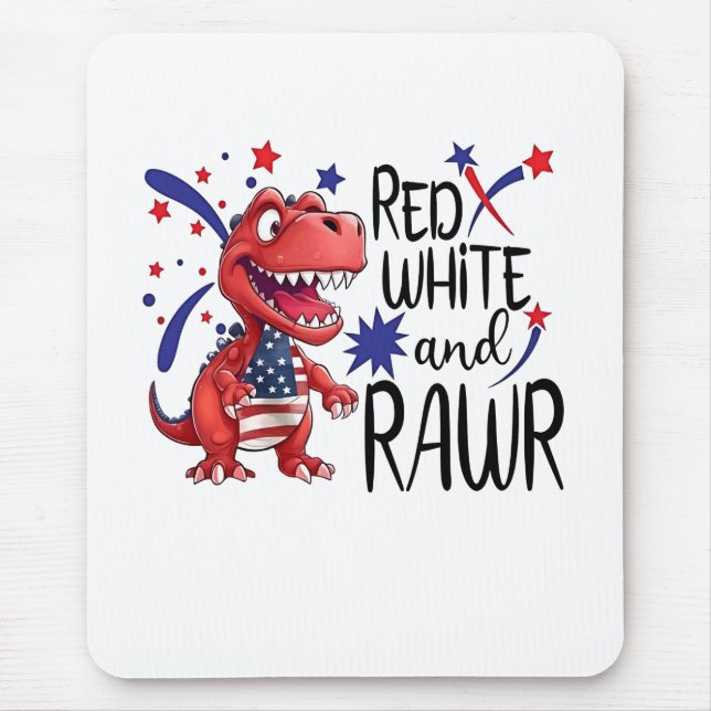 Western Red White Rawr Dinosaur  Mouse Mat (Front)