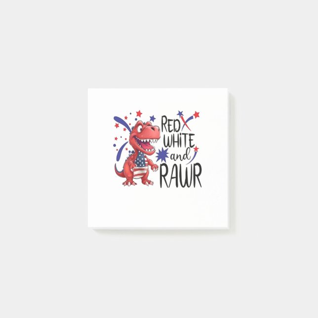Western Red White Rawr Dinosaur  Post-it Notes (Front)