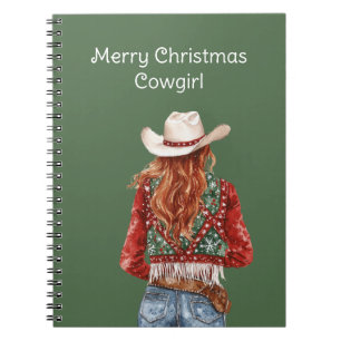 Western Redhead Cowgirl Christmas Notebook