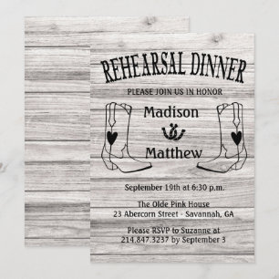 Western Rehearsal Dinner Cowboy Boots Wedding Invitation