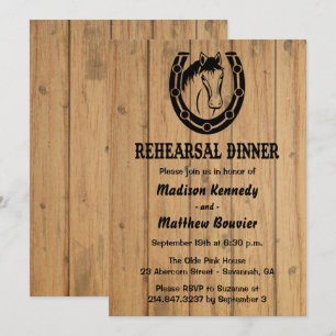 Western Rehearsal Dinner Horse Wood Rustic Wedding Invitation