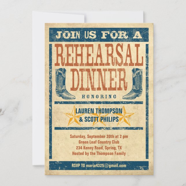 Western Rehearsal Dinner Invitations (Front)