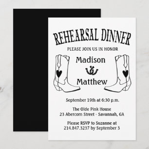 Western Rehearsal Dinner Wedding Cowboy Boots Invitation