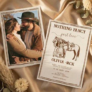 Western Retro Funky Hand Drawn Photo Wedding Invitation