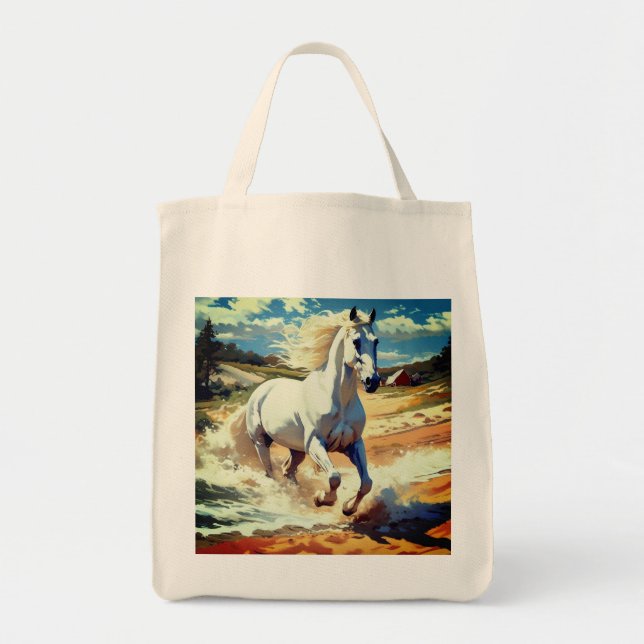 Western Retro Horse running Tote Bag (Front)