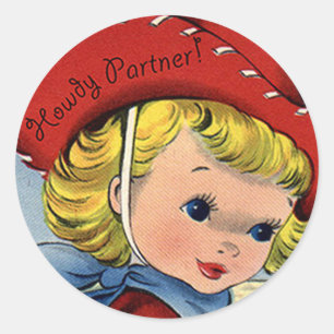 Western Retro Lil' Cowgirl Howdy Fun Stickers