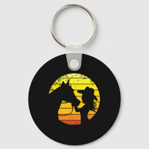 Western Riding Girl With Horse Silhouette Gift Key Ring