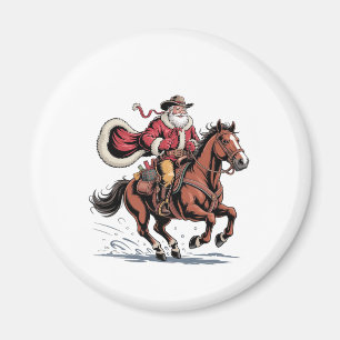Western Riding Rodeo Horse Cowboy Santa Christmas Magnet