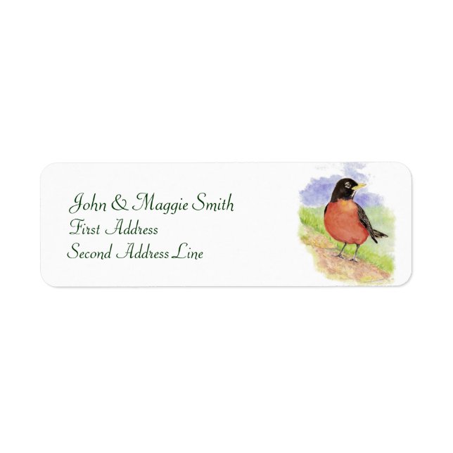 Western Robin, Bird, Address Label (Front)
