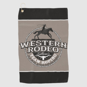 Western Rodeo ADD NAME Old West Steer Roping Roper Golf Towel
